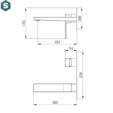 Смеситель для умывальника Qtap Gemini скрытого монтажа QTGEM273GMB45695 Gunmetal Black PVD, Шлифованный черный хром