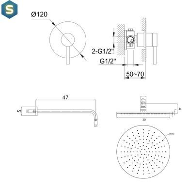 Душевая система Kohlman Axel 30 chrome + BOX скрытого монтажа QW220AR30, Хром