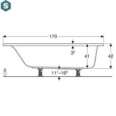 Ванна акрилова Geberit Selnova Square 170x70 554.384.01.1 + ніжки, Білий