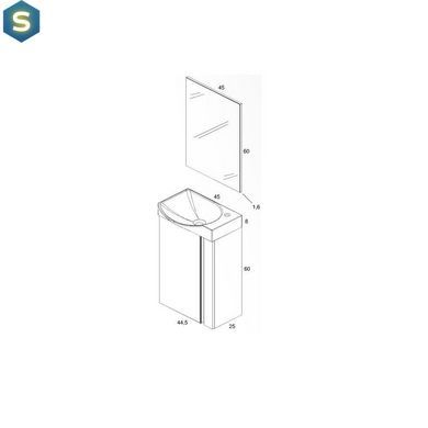 Комплект мебели Royo Elegance тумба с умывальником и зеркало 45 см, орех 122913, Орех