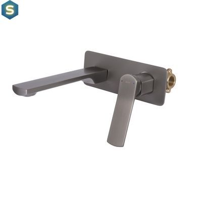 Змішувач для умивальника Qtap Slavonice прихованого монтажу QTSLA273GMB45920 Gunmetal Black PVD, Шліфований чорний хром
