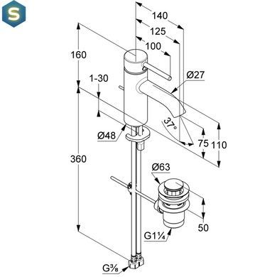 Смеситель для умывальника Kludi Bozz 75 DN 15 382700576