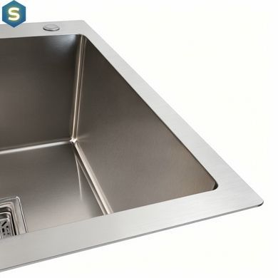 Кухонная мойка Platinum Handmade нержавейка 78x50B R (два отверстия, квадратный сифон 3.0/1.0), Нержавеющая сталь