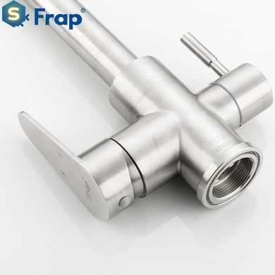 F4348 (H48) Змішувач для кухні з фільтром Г-под. гусак корпус з нерж. сталі гайка &Oslash;35 Frap 1/10, Хром матовий