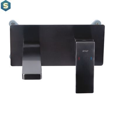 Смеситель для умывальника Qtap Gemini скрытого монтажа QTGEM273GMB45695 Gunmetal Black PVD, Шлифованный черный хром