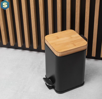 Корзина для мусора Yoka Sido Black Bamboo 3л. для ванной комнаты CH.SIDO-BLK, Черный матовый