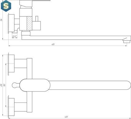 Змішувач для ванни Topaz Barts TB 07116-H36, Хром