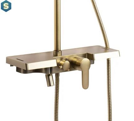 Душевая система Rea Bravo brushed gold с изливом REA-P4121, Золотой