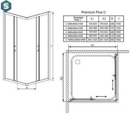 Душевая кабина Radaway Premium Plus C 90x90x190 стекло прозрачное 30453-01-01N