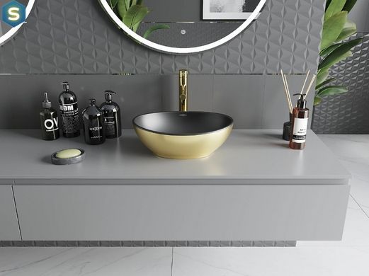 Умивальник Mexen Elza gold black matt накладний MEX-21014026, Золотий