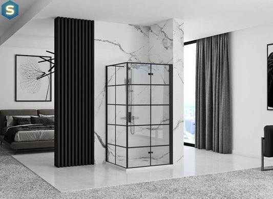 Душова кабіна Rea Molier 80x100 black REA-K8412 + REA-K6963, Черный матовый, Універсальна, прозорий, чорний матовий