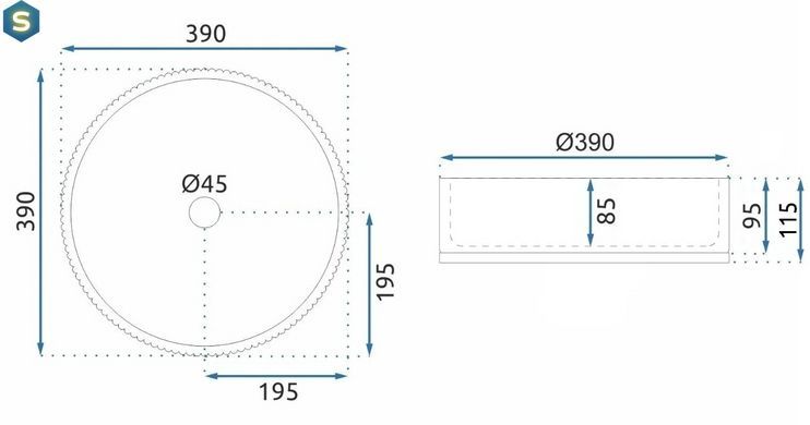 Умывальник Rea Cristal 39 transparent накладной REA-U8881, Прозрачный