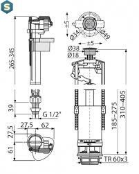 Випускний комплект зі стоп кнопкою, 1/2 "Alcaplast SA2000S 1/2" CHROM