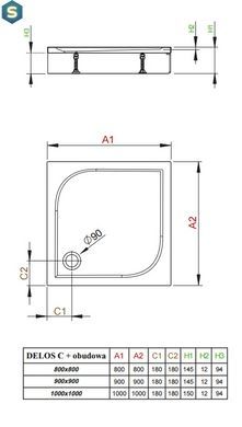 Душовий піддон Radaway Delos C 100x100 + панель 4C11170-03