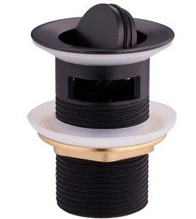 Донный клапан для раковины Mexen black поворотный с переливом MEX-79923-70, Черный матовый