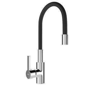 Смеситель для кухни Mexen Flex черный хром MEX-670900-07, Хром