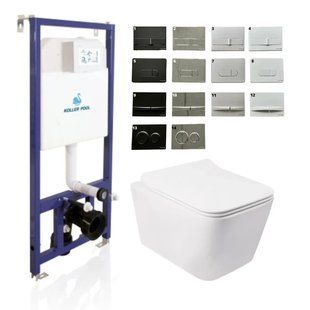 Комплект 5в1: інсталяція Koller pool + безобідковий унітаз Crow soft close + клавіша на вибір