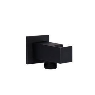Підключення з тримачем для шланга Qtap Spojeni прямокутне QTCRBBH025 Black matt, Черный матовый