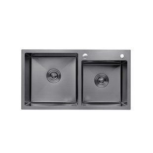 Кухонная мойка Kroner KRP Schwarze - 7843ZHM PVD (3,0/1,0 мм) CV022797, Черный/золото