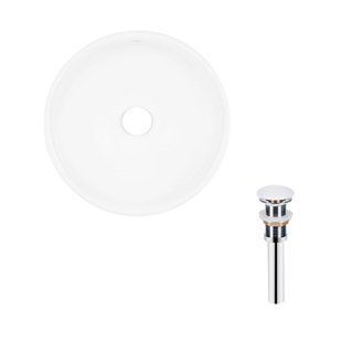 Умывальник Qtap Owl накладной круглый 400х400х155 мм White + донный клапан PU02, Белый