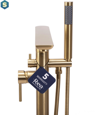 Смеситель для ванны Rea Flores brushed gold напольный REA-B2713, Золотой