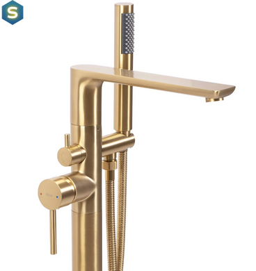 Смеситель для ванны Rea Flores brushed gold напольный REA-B2713, Золотой