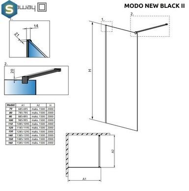 Душевая перегородка Radaway Modo New Black II 90 см профиль черный 389094-54-01