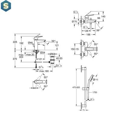 Комплект змішувачів для ванної кімнати Grohe QuickFix Start UA202301MQ, Хром