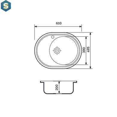 Кухонна мийка Adamant Vast 610x495x200 графіт 100001490, Графит