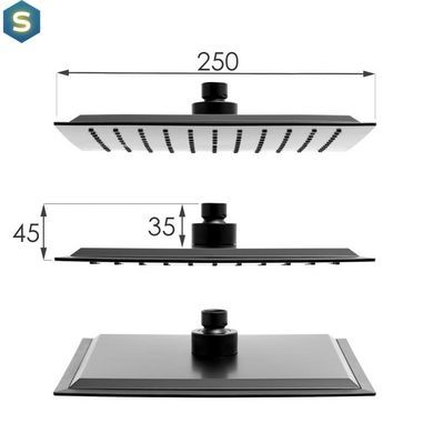Душова система Yoka Gira 25 Black з термостатом BP.GIRA-THERM-25-BLK, Черный матовый
