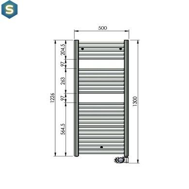 Рушникосушка електрична Zehnder Aura 1226 x 500 мм хром 300 Вт з прихованим підключенням (PBECZ-120-50-MQ-HID), Хром, Праве, Електронний