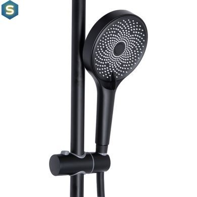 Душова система універсальна Qtap Slavonice на три споживача (з виливом) QTSLA111BLM45906 Black matt, Черный матовый