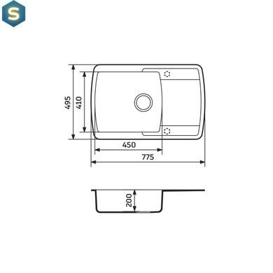 Кухонна мийка Adamant Optimaks 775x495x200 коричневий 527223, Цемент матовий