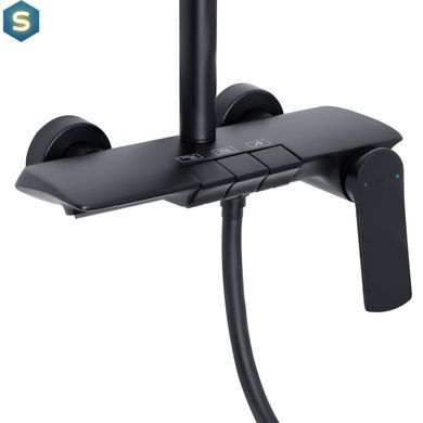 Душова система універсальна Qtap Slavonice на три споживача (з виливом) QTSLA111BLM45906 Black matt, Черный матовый