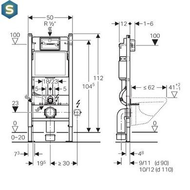 Комплект инсталляция Geberit 458.126.00.1 + унитаз Gap Rimless A34H470000 с сидением Soft Close Slim, Белый