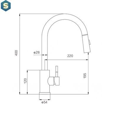 Змішувач для кухні VBI Flusso з висувним виливом brushed gold VBI-055000BG, Золотий