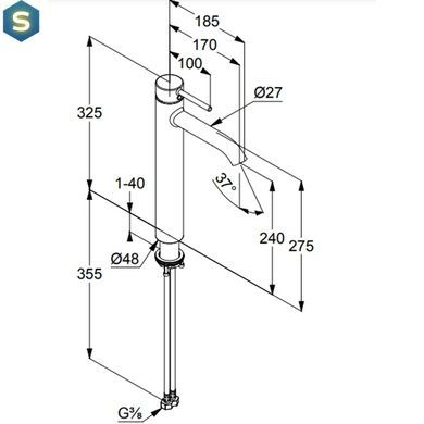 Змішувач для умивальника одноважільний 240 Kludi Bozz 38286N076