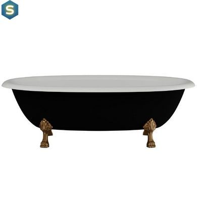 Ванна отдельностоящая глянцевая Amidicon Olimpia 180x90 черная из литого камня бронзовые ножки OLIMPIA_180_nizhk-br_BLACK_HL, Черно-белый