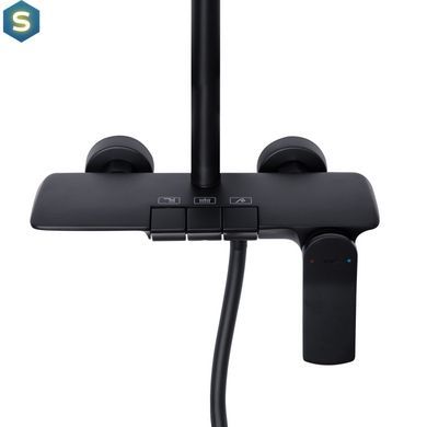 Душова система універсальна Qtap Slavonice на три споживача (з виливом) QTSLA111BLM45906 Black matt, Черный матовый