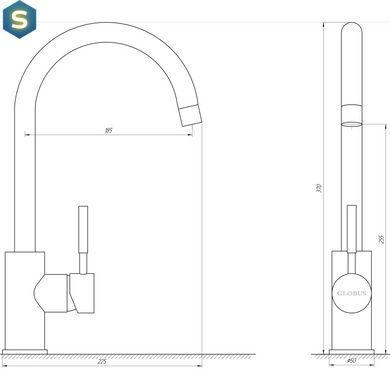 Смеситель для кухни Globus Lux Lazer GLLR-0203S-10-BB, Черный матовый