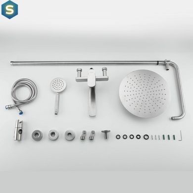 Душевая система Frap F24805, поворотный излив - переключатель на лейку, 1 режим, сатин, Хром матовый