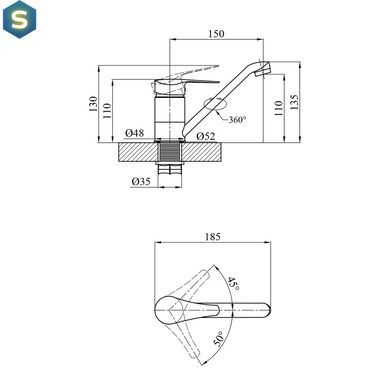Смеситель для раковины Agua Sevilla-C010 CV017364, Хром