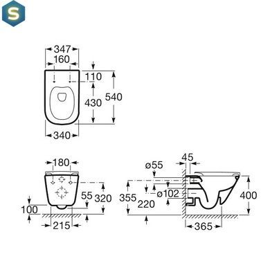 Комплект инсталляция Geberit 458.126.00.1 + унитаз Gap Rimless A34H470000 с сидением Soft Close Slim, Белый