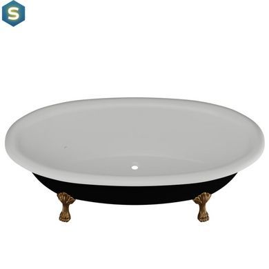 Ванна отдельностоящая глянцевая Amidicon Olimpia 180x90 черная из литого камня бронзовые ножки OLIMPIA_180_nizhk-br_BLACK_HL, Черно-белый