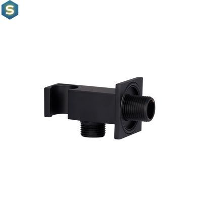 Підключення з тримачем для шланга Qtap Spojeni прямокутне QTCRBBH025 Black matt, Черный матовый