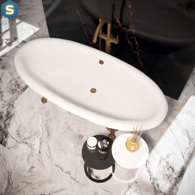 Ванна отдельностоящая глянцевая Amidicon Olimpia 180x90 черная из литого камня бронзовые ножки OLIMPIA_180_nizhk-br_BLACK_HL, Черно-белый