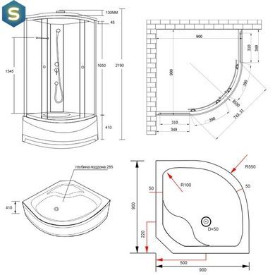 Душевой бокс Lidz Tani SB90x90.SAT.HIGH.FR Frost, Хром матовый, матовый, хром матовый