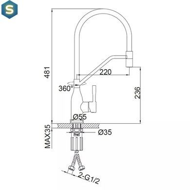 Смеситель для кухни гибкий излив, оружейная сталь Frap F4497-9, Графитовый хром