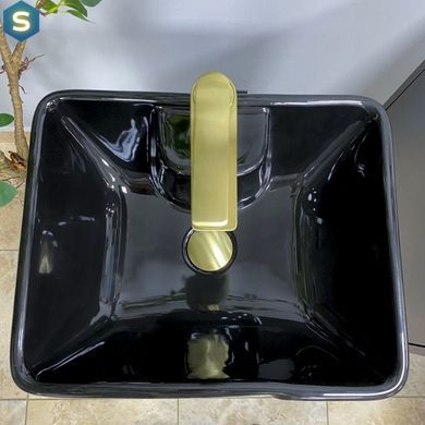 Умивальник (раковина) VBI VERESE BLACK GLOSSY підлоговий, Чорний/золото