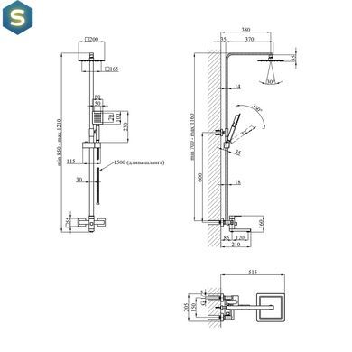 Душевая система Kroner KRP Edelstahl Kubus - ESG063 CV022978, Хром матовый